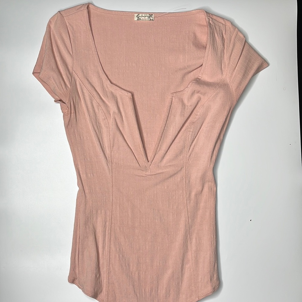 Free people baby pink V-cut onesie thong